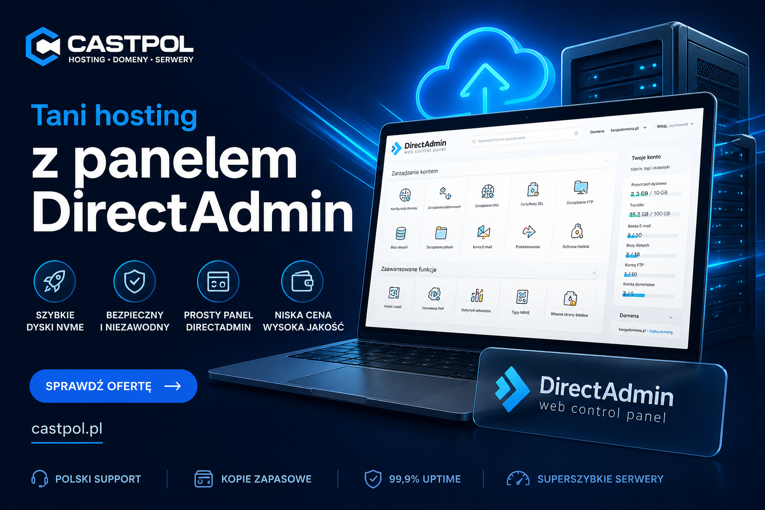 Tani hosting z panelem DirectAdmin